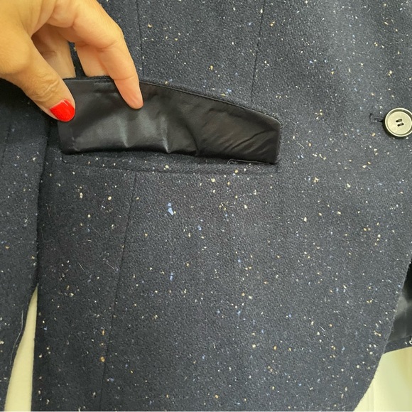 Loft Navy Confetti Wool Blend Single Button Ladies Blazer Size 14 - Picture 4 of 11